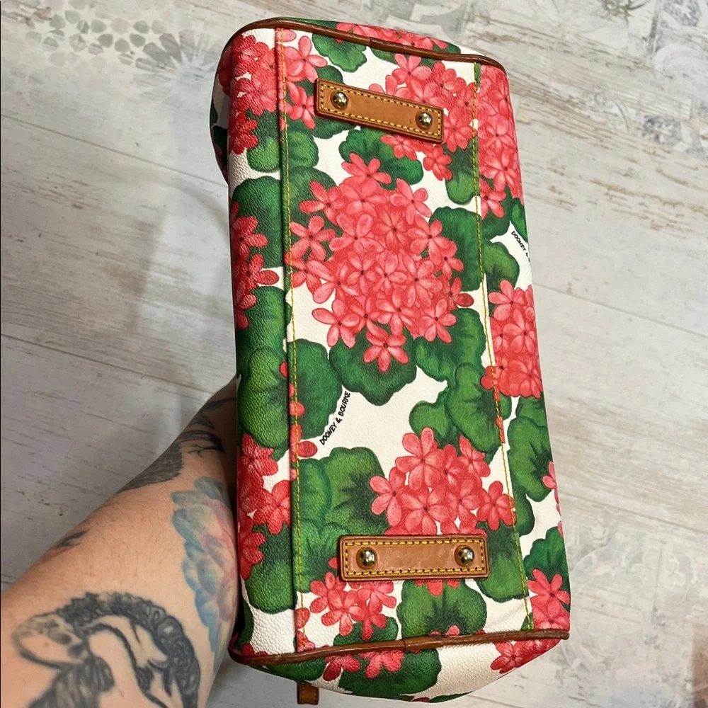 Dooney & Burke Rare Red Hydrangea Floral Print Satchel Purse
